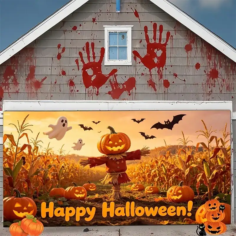 Halloween Garage Door Banner Outdoor Garage Door Cover Halloween Decorations for Home Haunted House Yard Decor Holiday Party Supplies