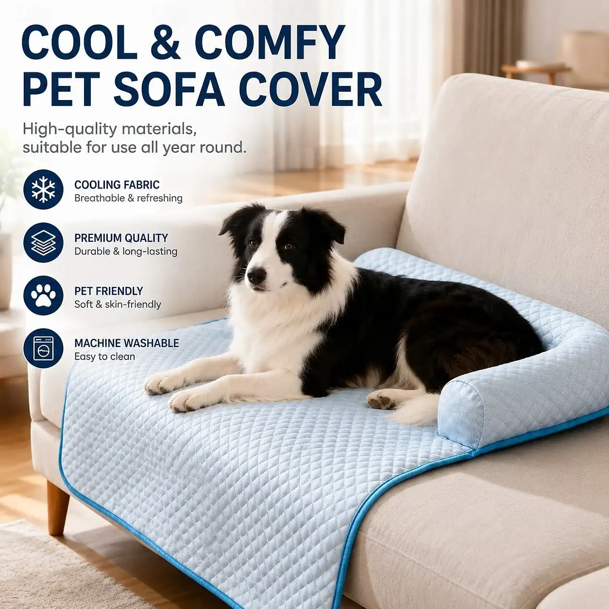 Summer Breathable Dog Bed Mat, All-Season Soft Pet Sleeping Cushion, Washable Cat Cushion Nest, Dog Couch Cover Sofa Protector for Pets