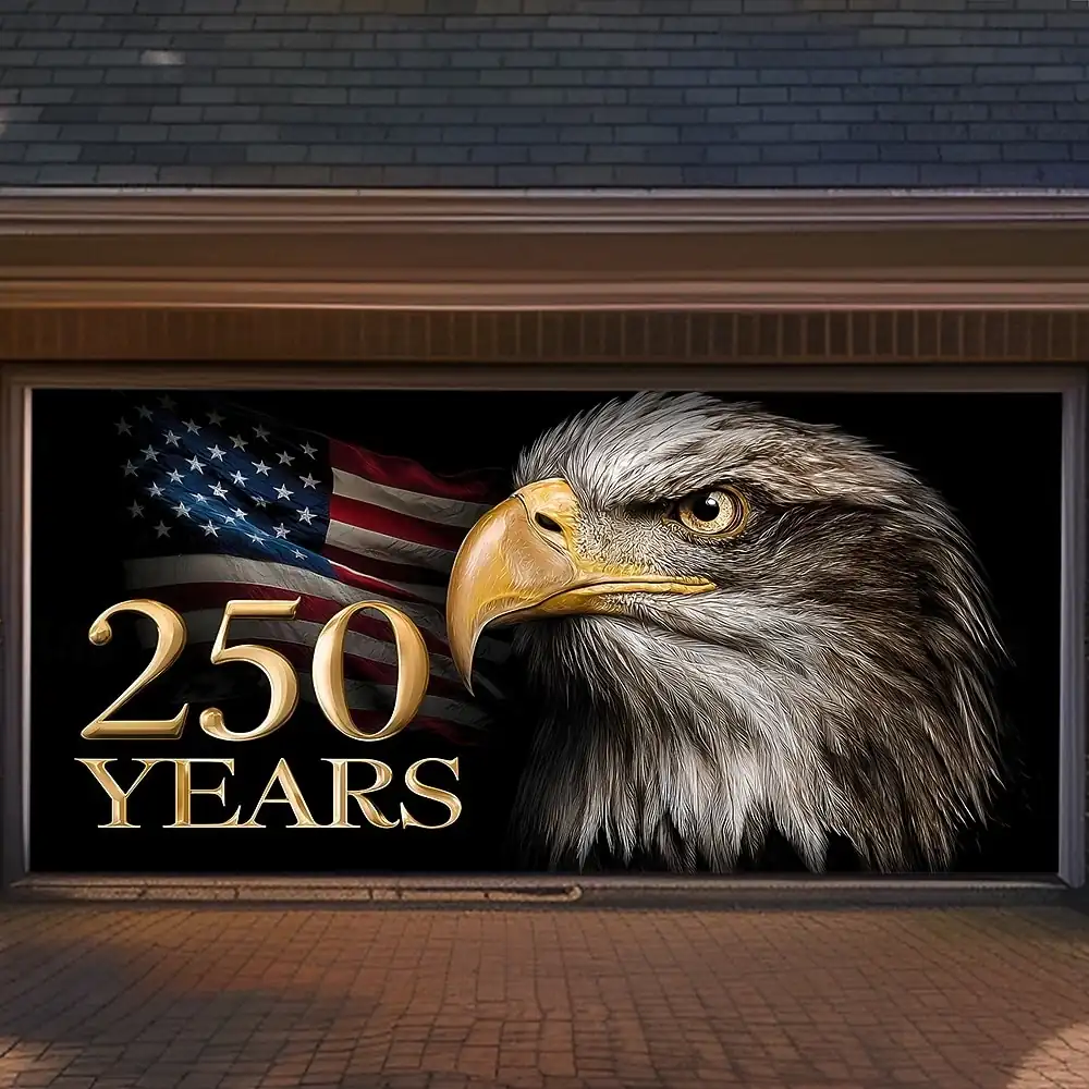 4th of July 250th Memorial Day Tapestry Garage Door Cover Large Hanging Backdrop Eagle American Flag Vintage 3D Patriotic Party Outdoor Shooting