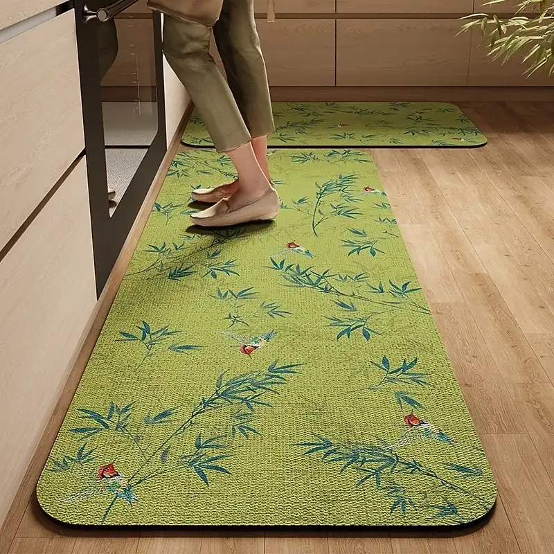 Absorbent Oil-Resistant Kitchen Mat Diatomaceous Earth Runner Rug Dirt-Resistant Non-Slip Easy-to-Clean Dining Room Floor Mat