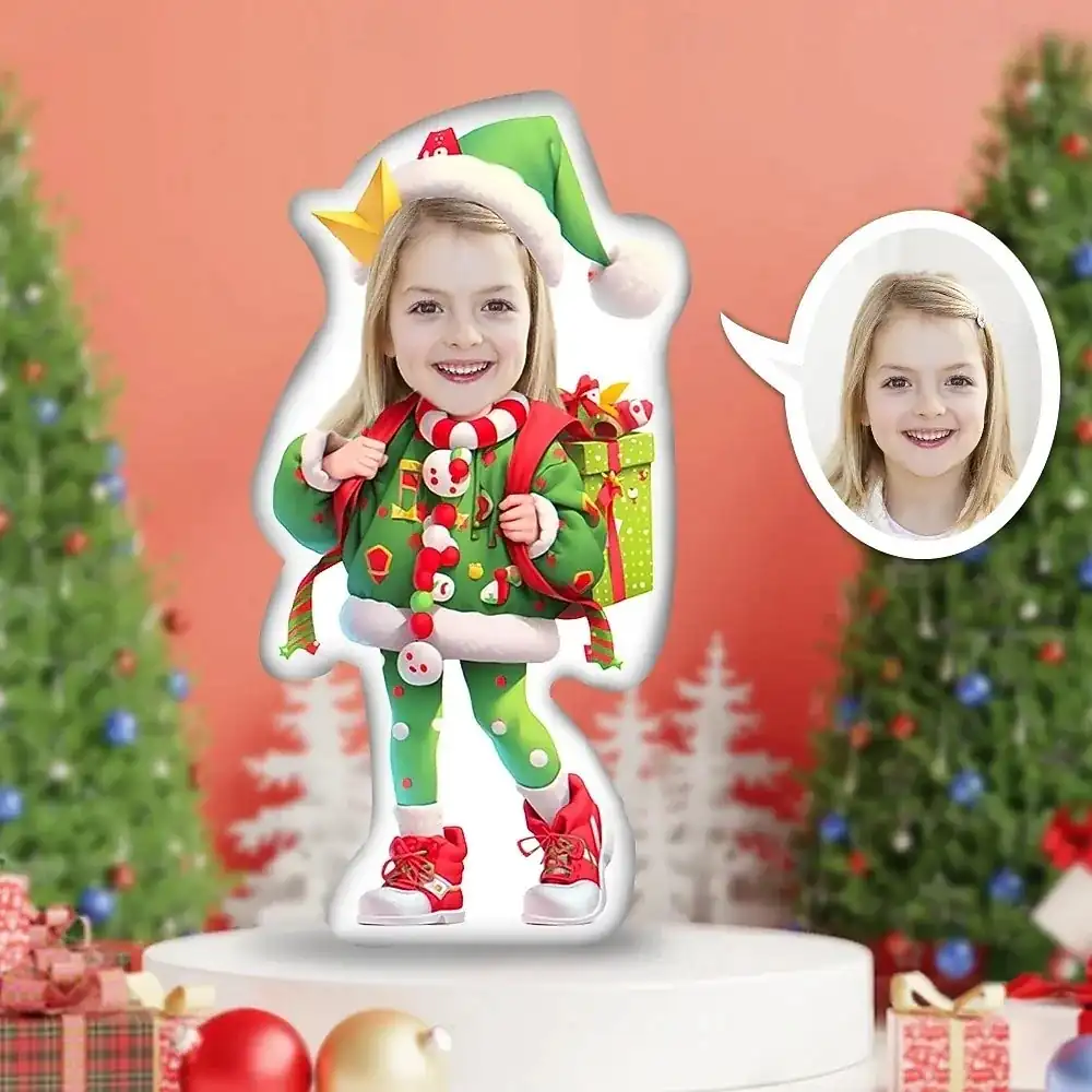 Personalized Customized Christmas Photo Face Pillow Creative DIY Humanoid Cushion Funny Birthday Gift For Friends Unique Picture Pillow Custom Photo G