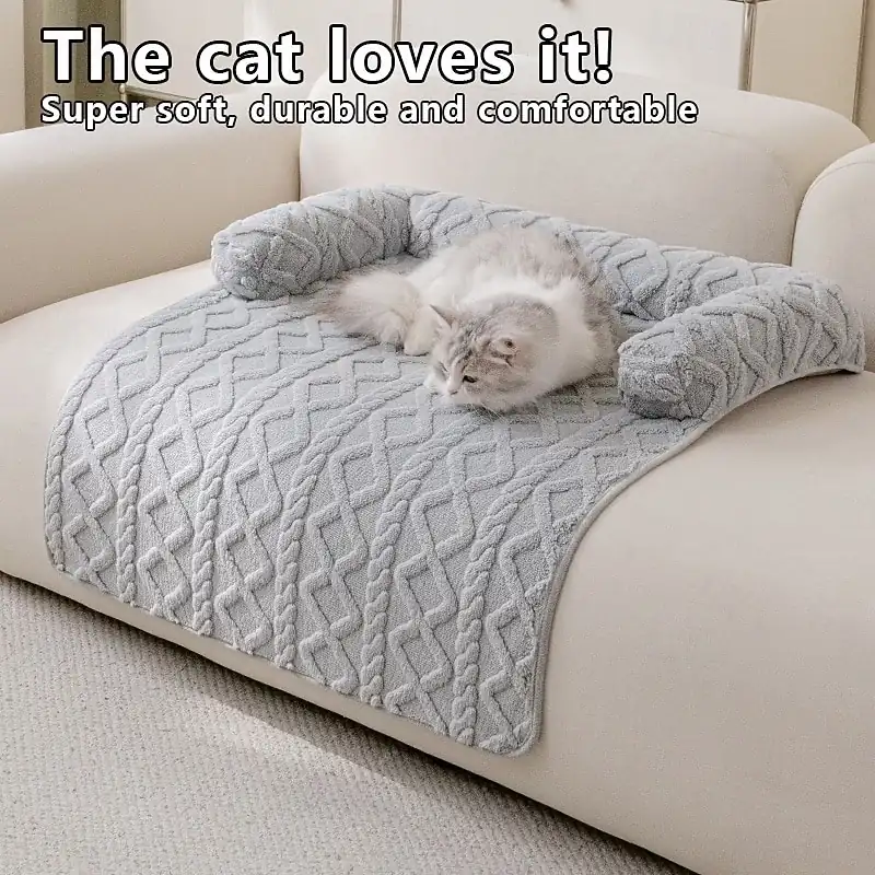 Calming Warm Pet Cushion Mat for Winter, Ultra Soft Thickened Dog Bedding, Non-Slip Washable Cat Cushion Nest Cover for Small Medium Dogs