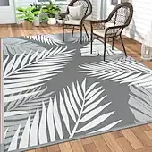 Waterproof Outdoor Rug 5x8, Reversible Plastic Straw Patio Camping Rug, Indoor Outdoor RV Mat Carpet for Deck, Camper, Porch, Balcony, Backyard, Picni