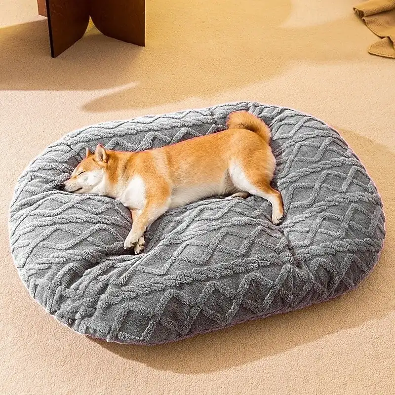 Thick Warm Pet Bed Mat for Dogs & Cats, Removable Washable Cotton Pad, Reversible Floor Cushion, Grey & Brown Cozy Pet Mattress Pet Friendly