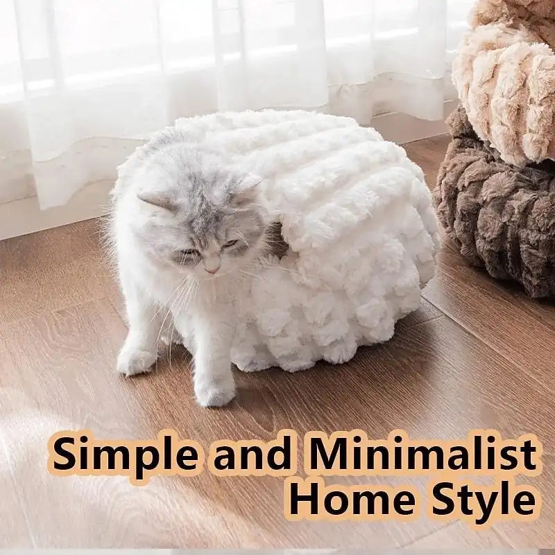 Cute Calming Cat Bed for Multi-Cat Family, All-Season Soft Plush Dog Nest, Washable Cozy Kitten Sleeping Mat Couch & Furniture Protector