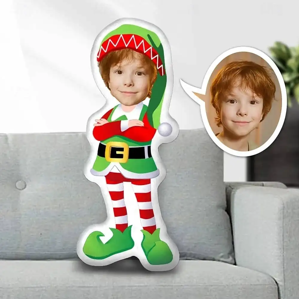 Personalized Customized Christmas Photo Face Pillow Creative DIY Humanoid Cushion Funny Birthday Gift For Friends Unique Picture Pillow Custom Photo G