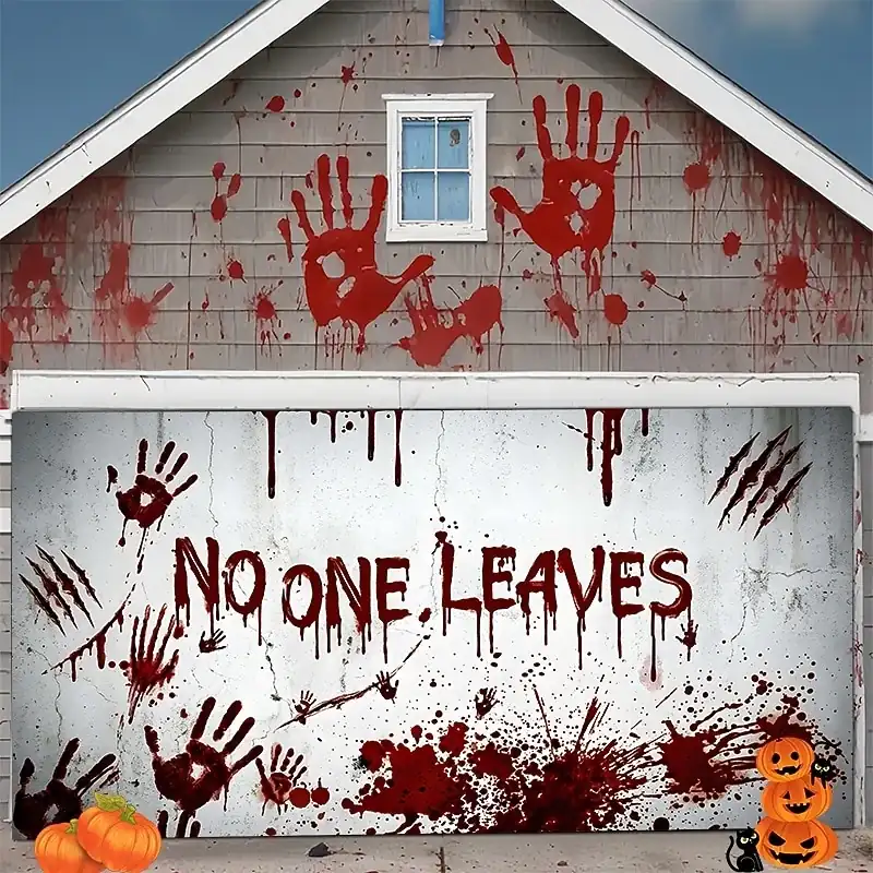 Halloween Garage Door Banner Outdoor Decorations Garage Door Cover Haunted House Yard Decor Holiday Party Supplies